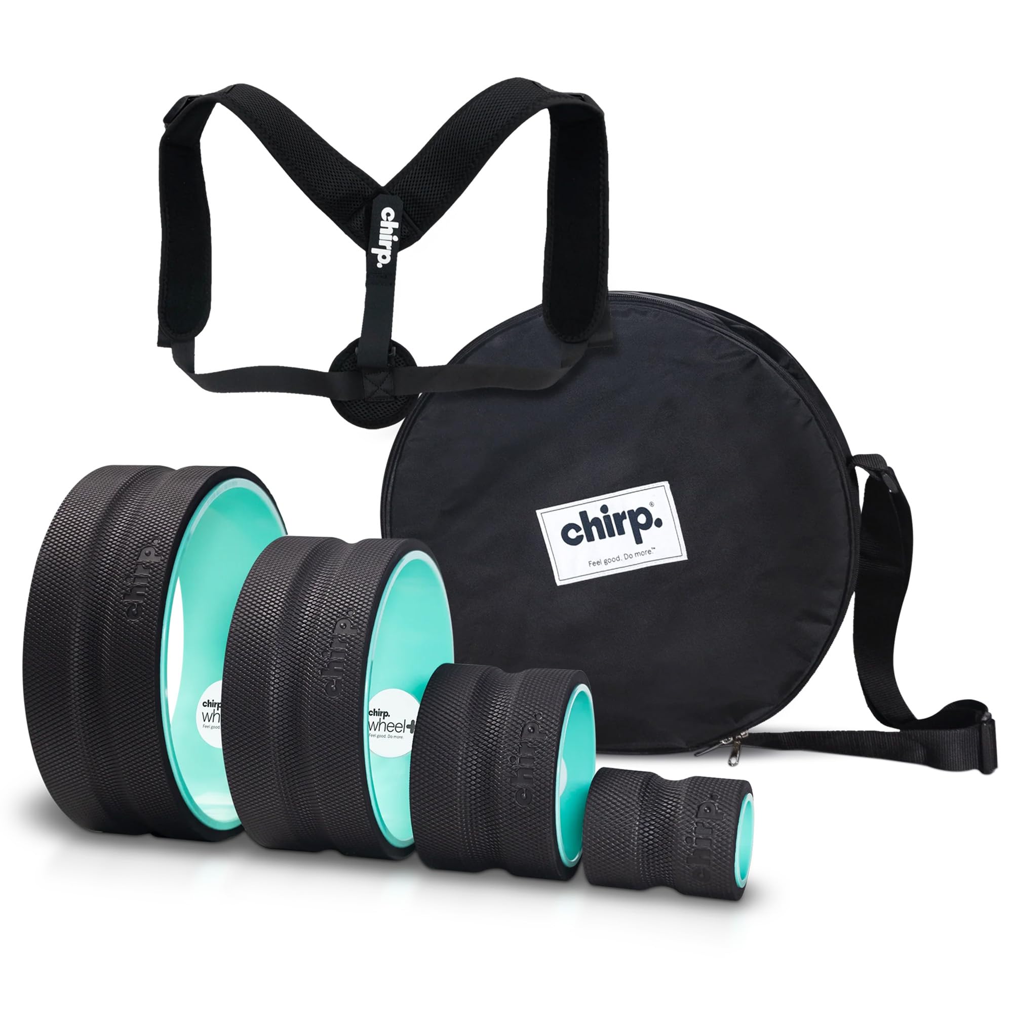 Ultimate Back + Neck Bundle, 4-Pack Chirp Wheel, Carrying Case, and Upper Back Posture Corrector, Includes Focus, Deep Tissue, F