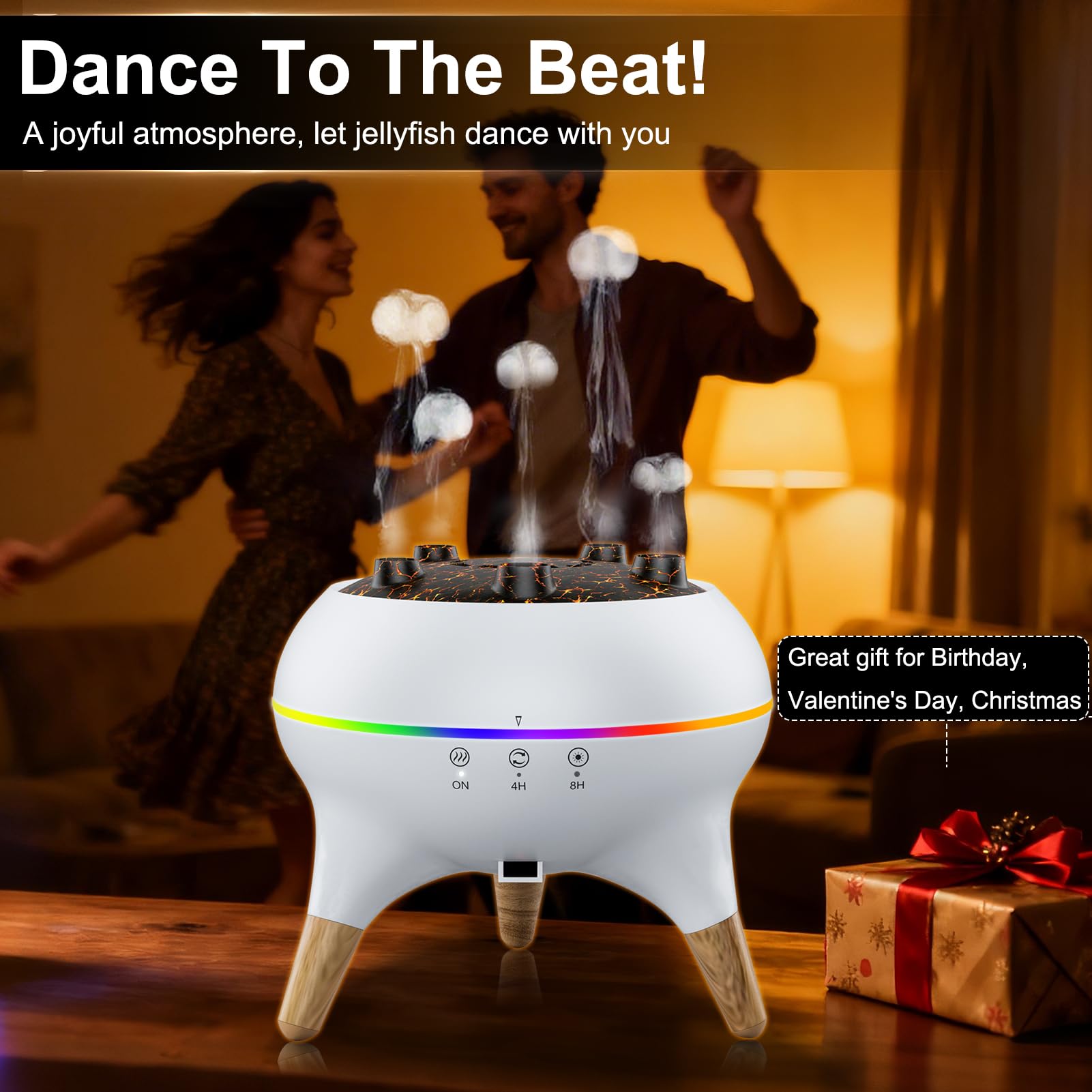 Morbou Essential Oil Diffuser Jellyfish Mist Dancing with Music Aromatherapy, 7 Colorful Lights Hotel Collection Diffuser Oils S