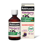 Robitussin Maximum Strength Elderberry Cough Plus Chest Congestion DM, Cough Suppressant for Adults, Providing Liquid Cough and 