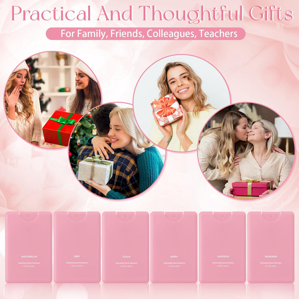 Dansib 24 Pcs Mini Hand Sanitizer Spray Bulk Travel Size Pink Perfume Hand Sanitizer Spray Valentines Day Galentines Gift for W