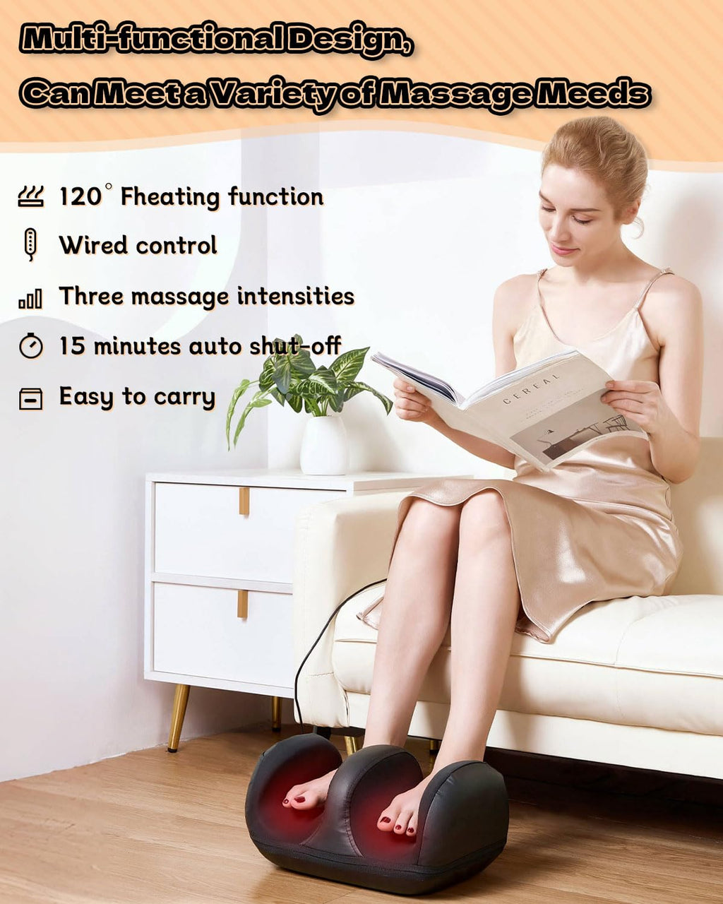 IOOKNA Foot Massager with Heat - Deep Kneading Massage, Suitable for Home and Office, Various Holiday Gifts (Calf Within 22 inch