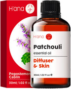 Hana Patchouli Essential Oil - 100% Pure and Natural Patchouli Oil for Skin, Diffuser, Aromatherapy, Perfume, and Candle Making 
