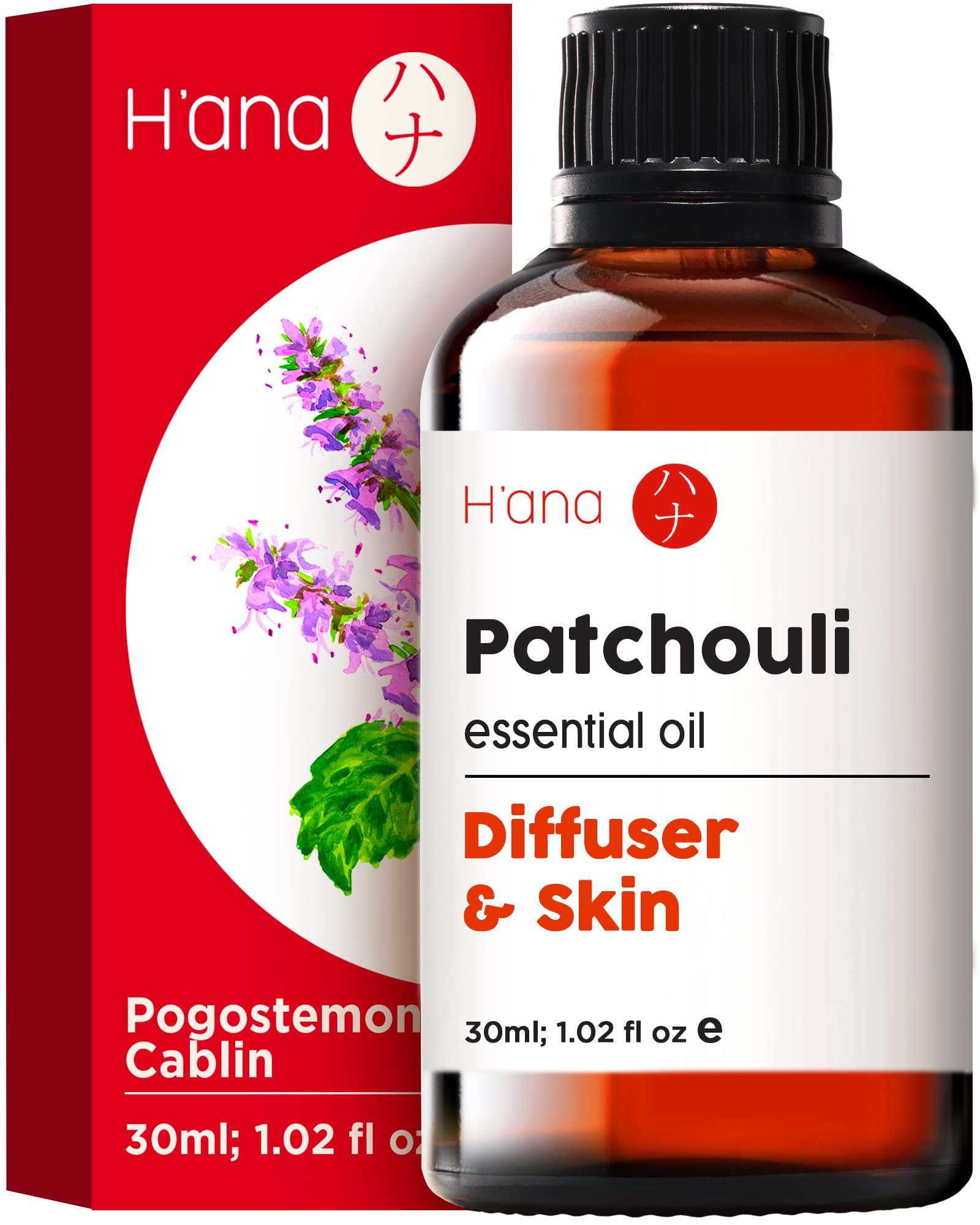 Hana Patchouli Essential Oil - 100% Pure and Natural Patchouli Oil for Skin, Diffuser, Aromatherapy, Perfume, and Candle Making 