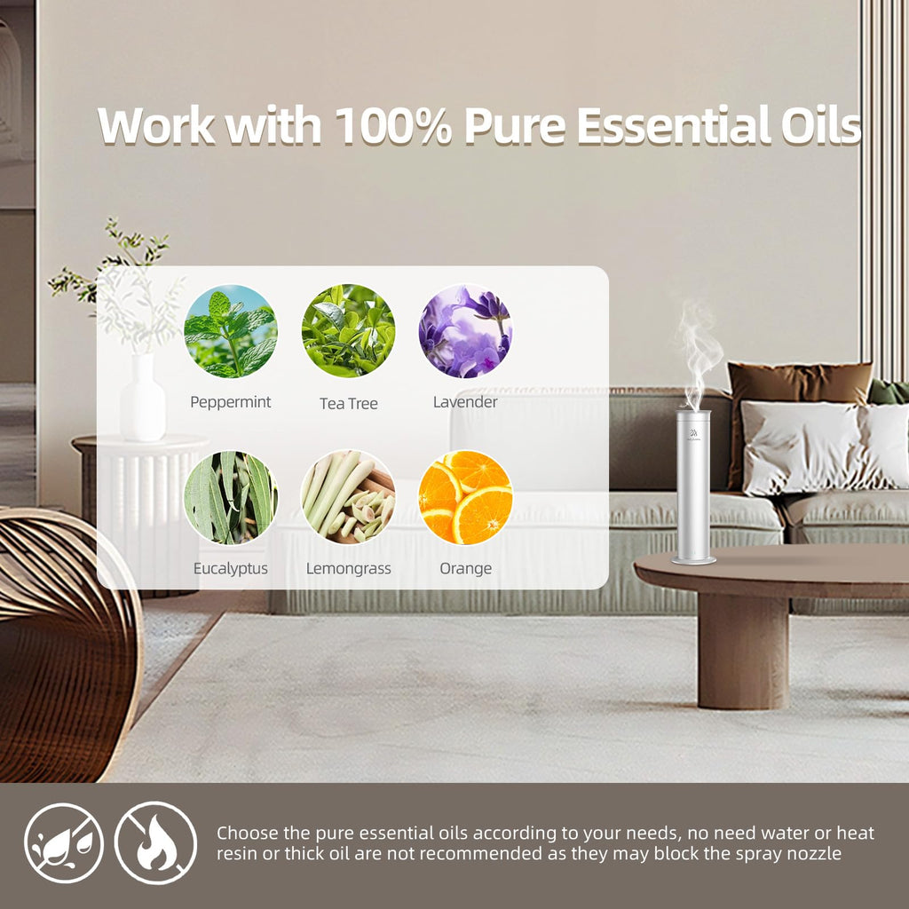 2ndAroma Home Diffusers for Large Home with Essential Oil 100ml, Oil Diffuser Essential Oils Waterless with Remote Control, Alum
