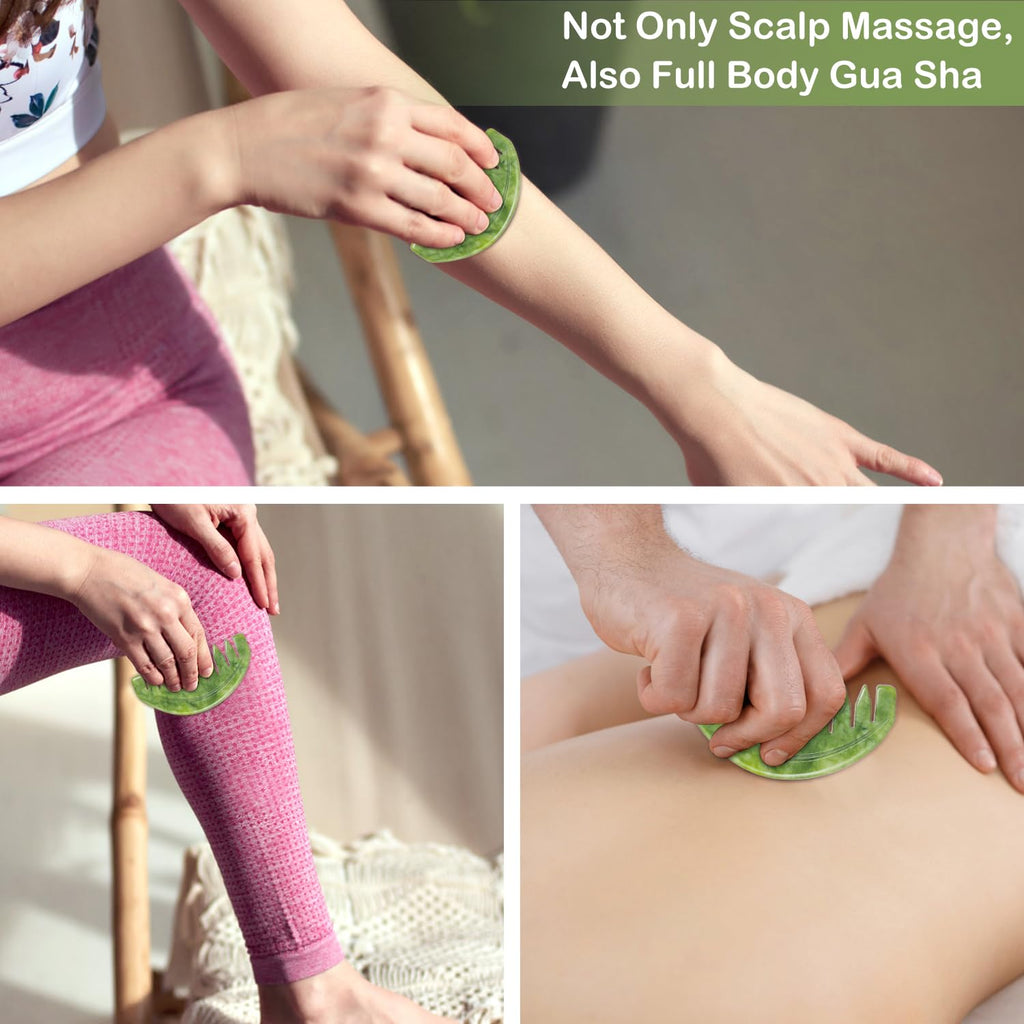 LEOSENSE Scalp Massage Comb, Scalp Massager for Hair Growth, Head Scratcher for Itchy Scalp, Natural Gua Sha Jade Stone for Stre