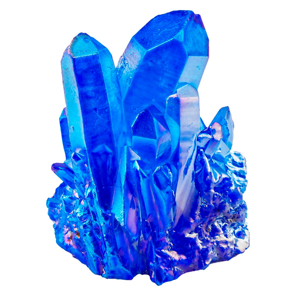 Rockcloud Healing Crystal Natural Titanium Coated Blue Rock Quartz Cluster Geode Druzy Home Decoration Gemstone Specimen