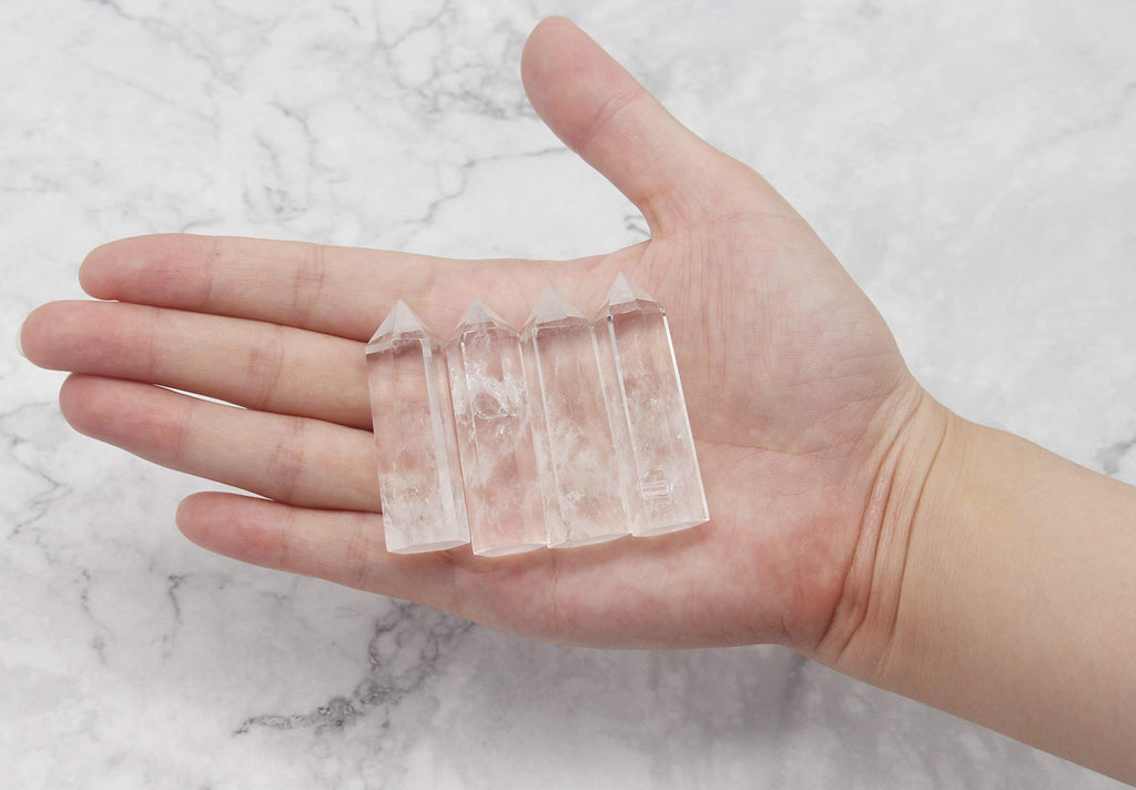 Luckeeper Healing Crystal Wands 2 Clear Quartz Crystal Obelisk | Polished 6 Faceted Reiki Chakra Meditation Therapy