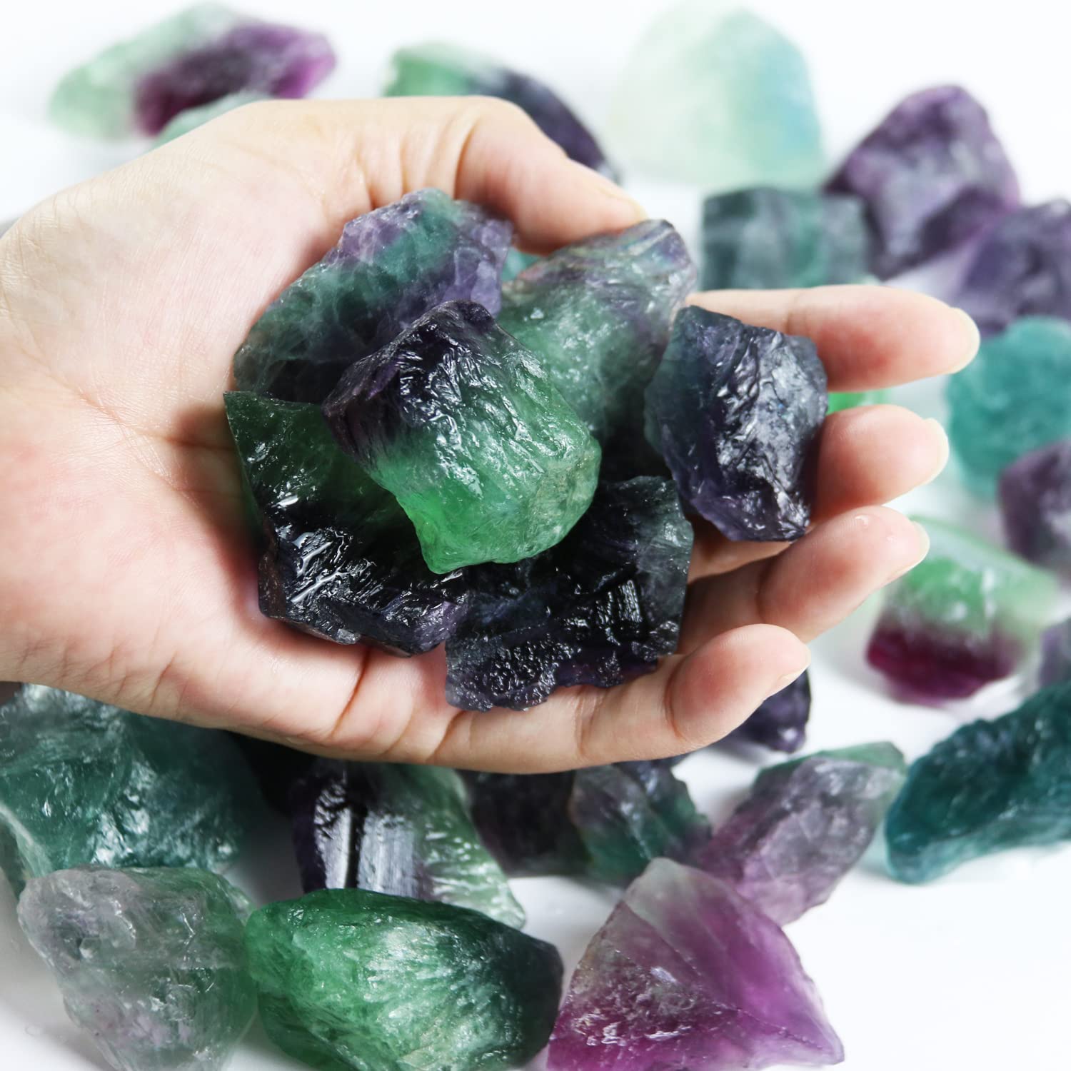 Nvzi Rainbow Flourite Crystals, Crystals and Healing Stones, Rocks for Tumbling, Raw Crystals Bulk, Amathesis Crystal, Calcite C