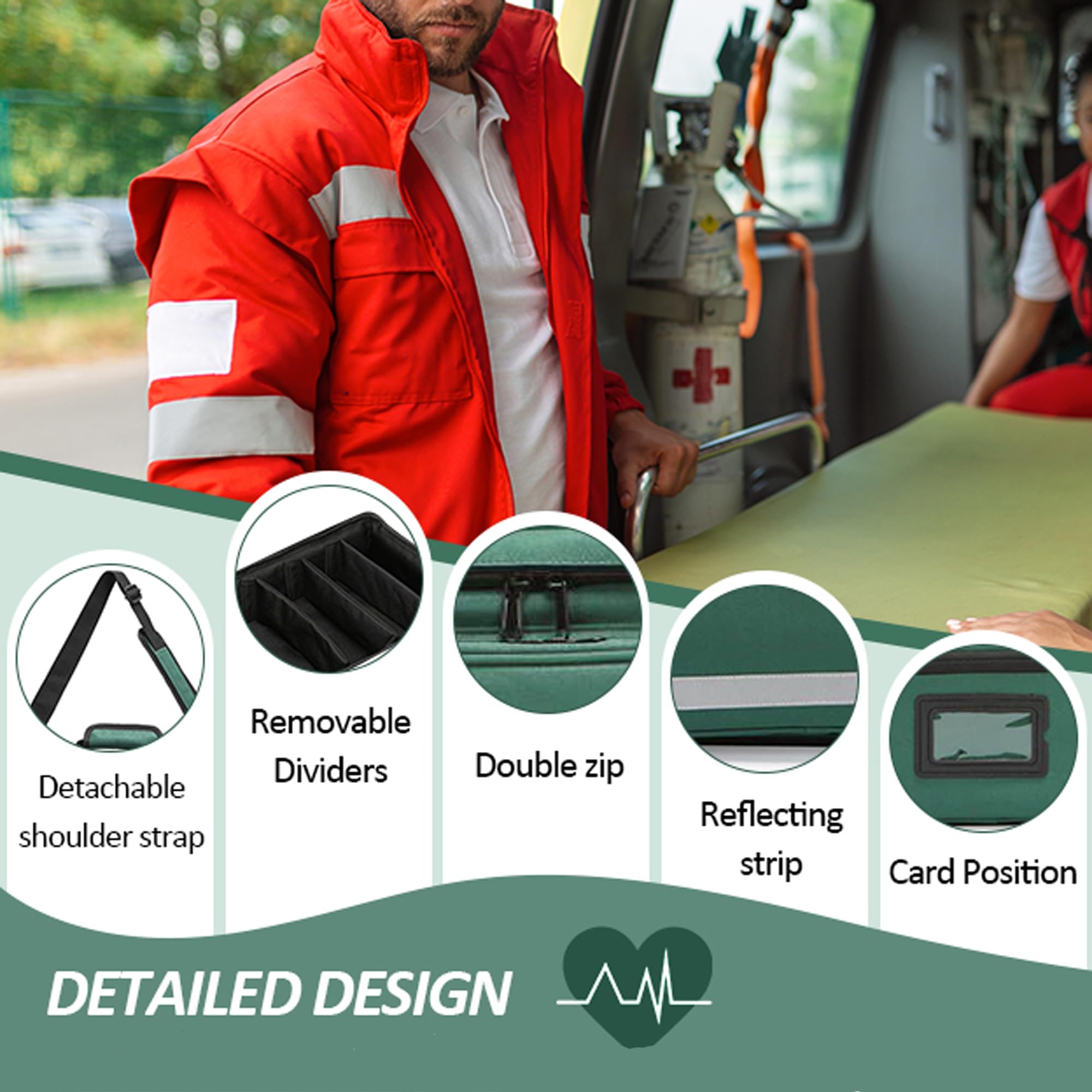 Be-Better First Aid Bag,Medical Bag,First Responder Bag for Trauma,Medical Bag Organizer with Detachable Dividers for Nurses,Hom