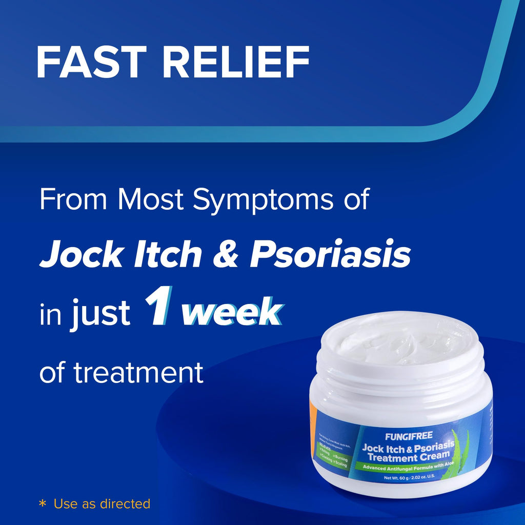 FungiFree Jock Itch Antifungal Cream: Psoriasis and Ringworm Treatment for Skin, Foot & Body - Soothing Itchy Relief for Men and
