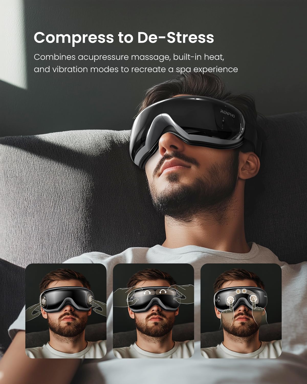 RENPHO Eyeris 1 Eye Massager with Heat Valentines Day Gift, FSA/HSA Eligible Sleep Eye Mask for Migraine Relief Birthday Gifts