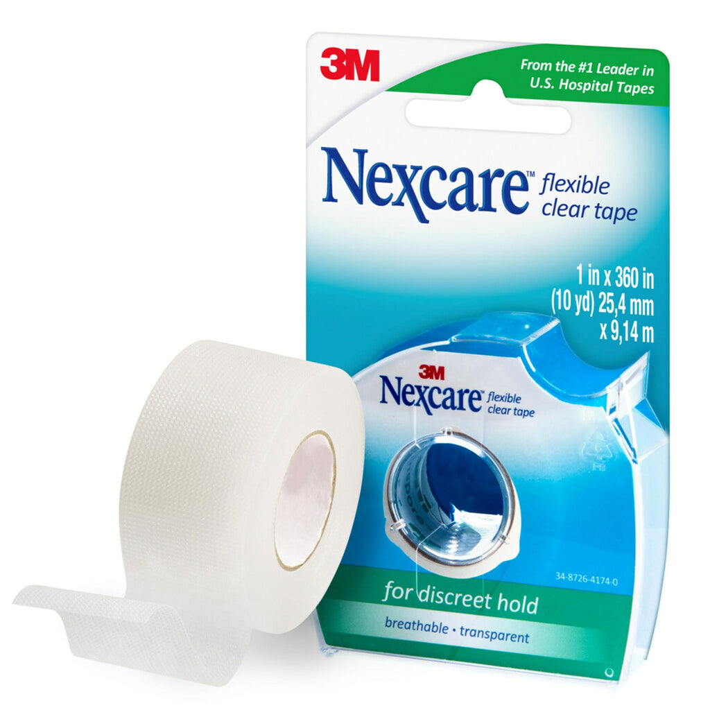 Nexcare Flexible Clear Tape, Waterproof Transparent Medical Tape, Secures Dressings and Catheter Tubing - 1 In x 10 Yds, 1 Roll 