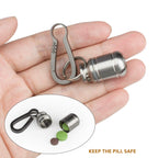 TISUR Portable Pill Cases, Metal Titanium Pill Holder Pocket Pill Box Keychain Waterproof Pill Bottle Medicine Organizer Case Co