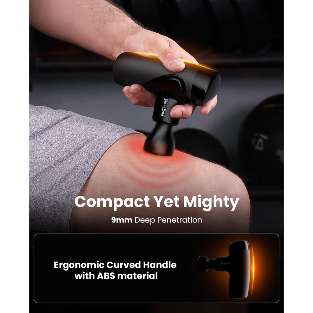 BOB AND BRAD M7 Plus Mini Massage Gun with Heat, Pocket-Sized Heated Deep Tissue Massager, Portable Percussion Muscle Travel Mas