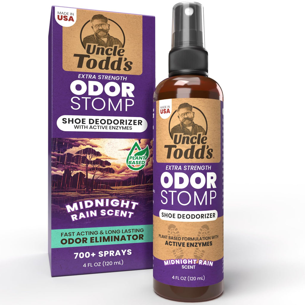 Uncle Todds Shoe Deodorizer Spray - Proven & Powerful Enzyme Formula Spray for Shoe Odor Elimination in All Footwear (Midnight 