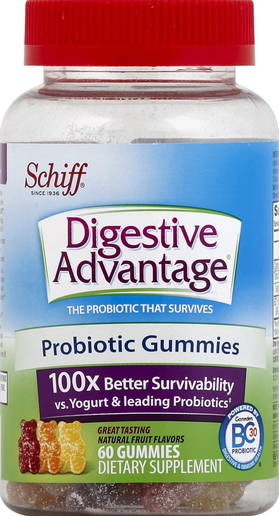 Schiff Sustenex Probiotic Gummies Assorted Fruit Flavors - 60 Gummies
