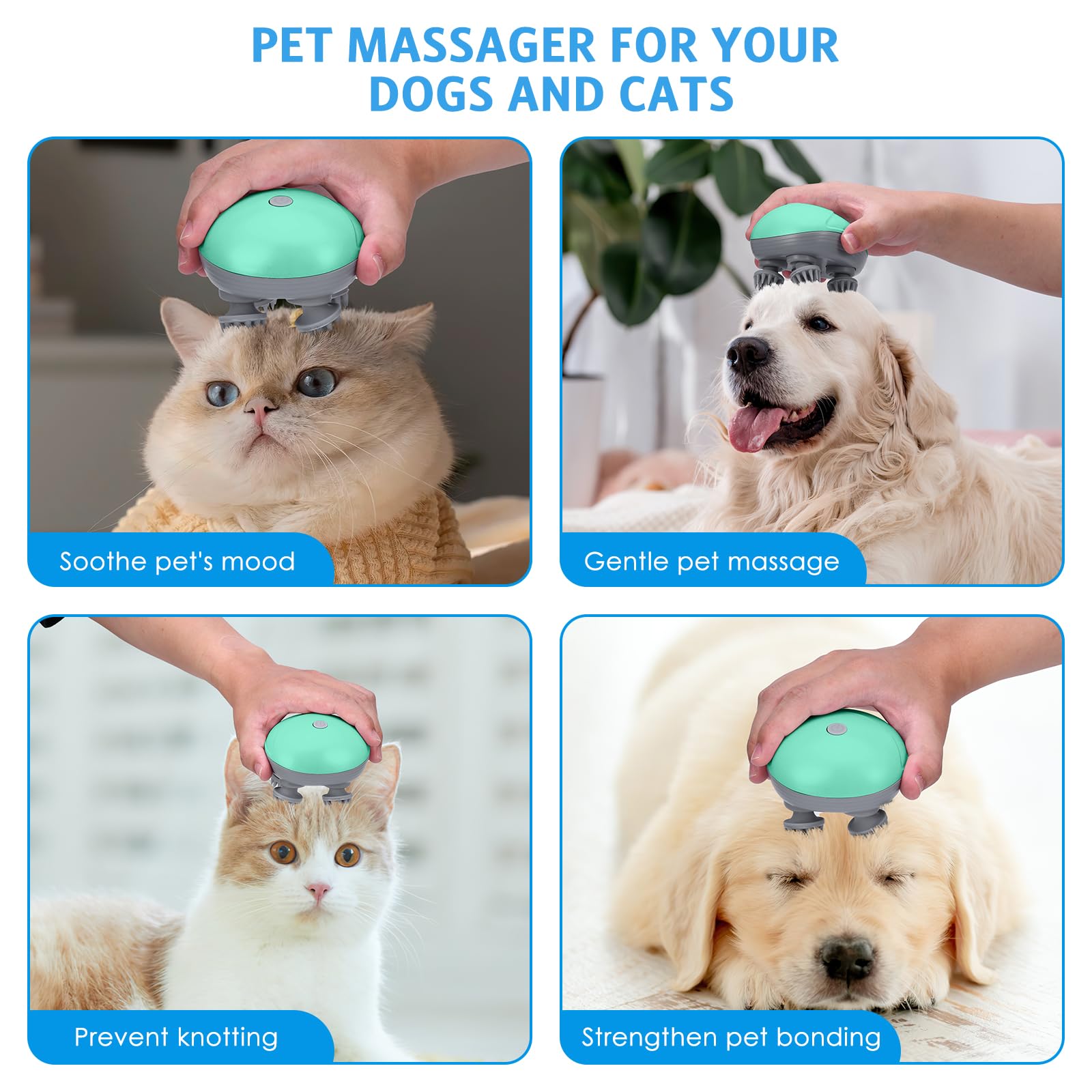 Olipiter Upgraded Handheld Pet Massager for Dogs and Cats, Electric Dog Massager, Cat Head and Back Scratcher for Relieving Tigh