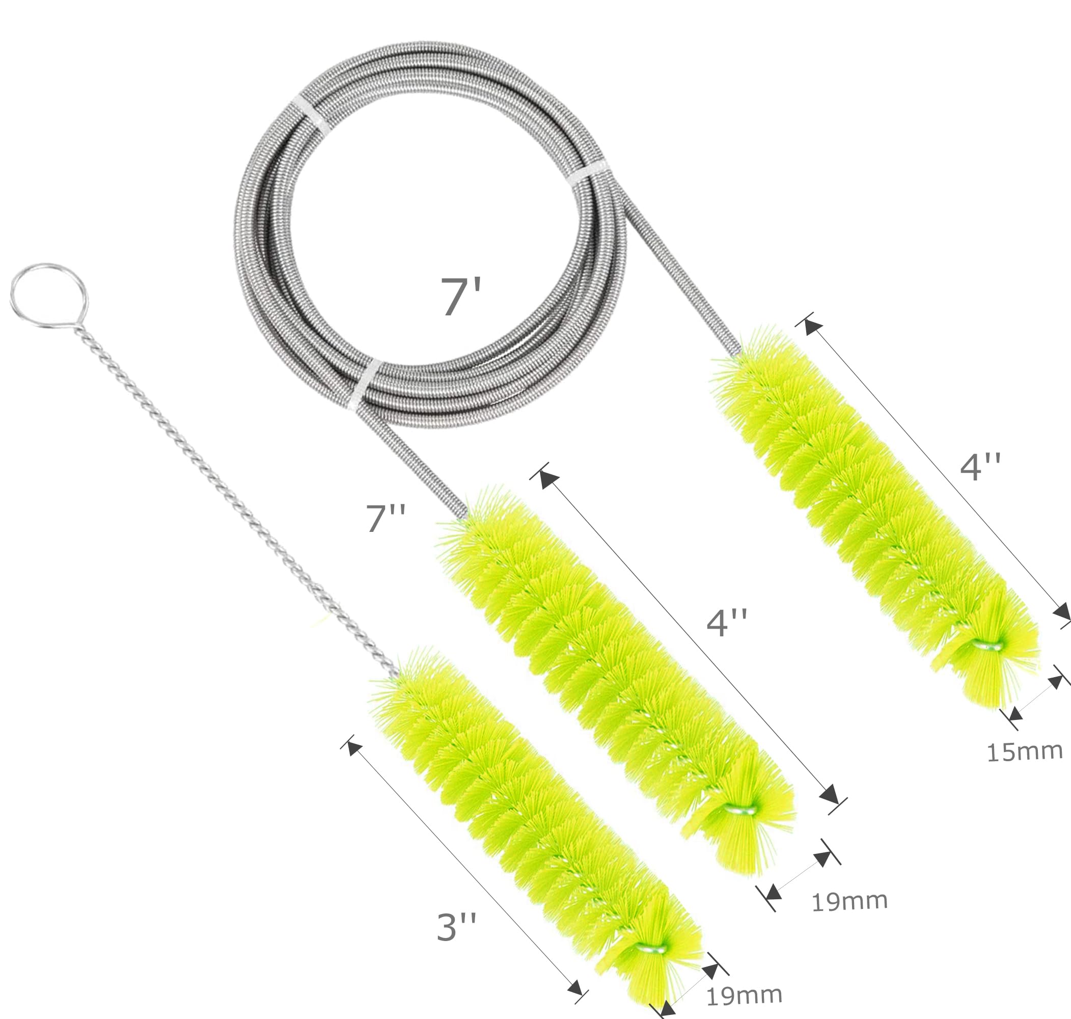 Brush Diameter 15mm 19mm -CPAP Tube Cleaning Brush-Suitable for Most CPAP Hose Type (Yellow)