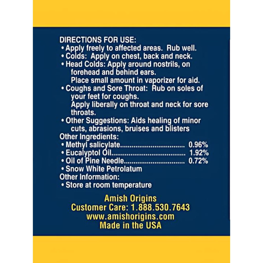 Amish Origins Joint & Muscle Ointment 7 oz Maximum Deep Penetrating Strength All Natural Discomfort Reliever for Joint, Muscle,