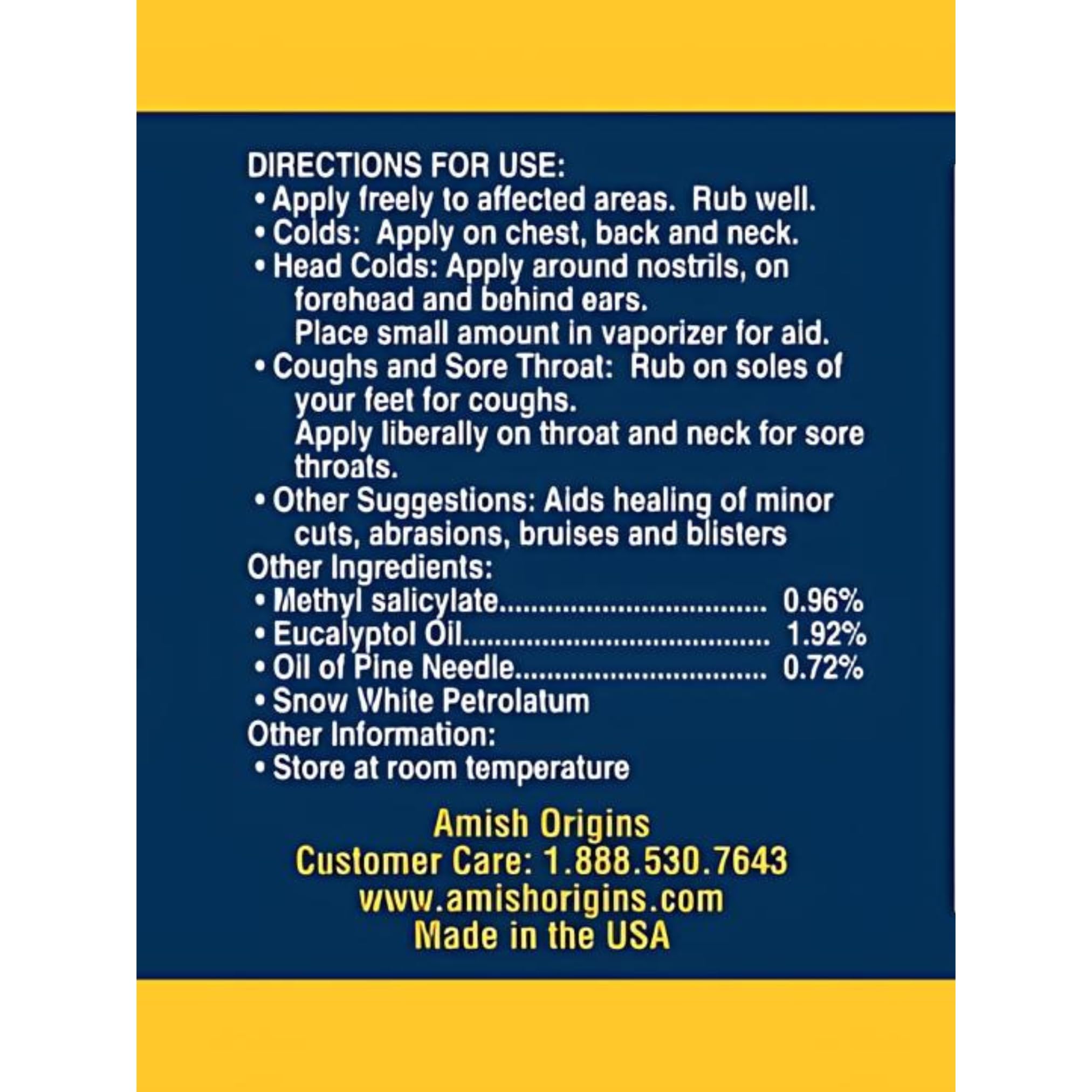 Amish Origins Joint & Muscle Ointment 7 oz Maximum Deep Penetrating Strength All Natural Discomfort Reliever for Joint, Muscle,