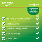 Amazon Basic Care All Day Allergy Medicine, 24 Hour Allergy Liquid Gels Capsule, Cetirizine Hydrochloride, 10 mg, Antihistamine,
