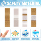 Weewooday 300 Pcs Small Bandages - Bulk Nose Bandages, Fabric, Adhesive, Flexible, Breathable - 0.34 x 1.6, 0.87, 0.94, 1.06, 1.