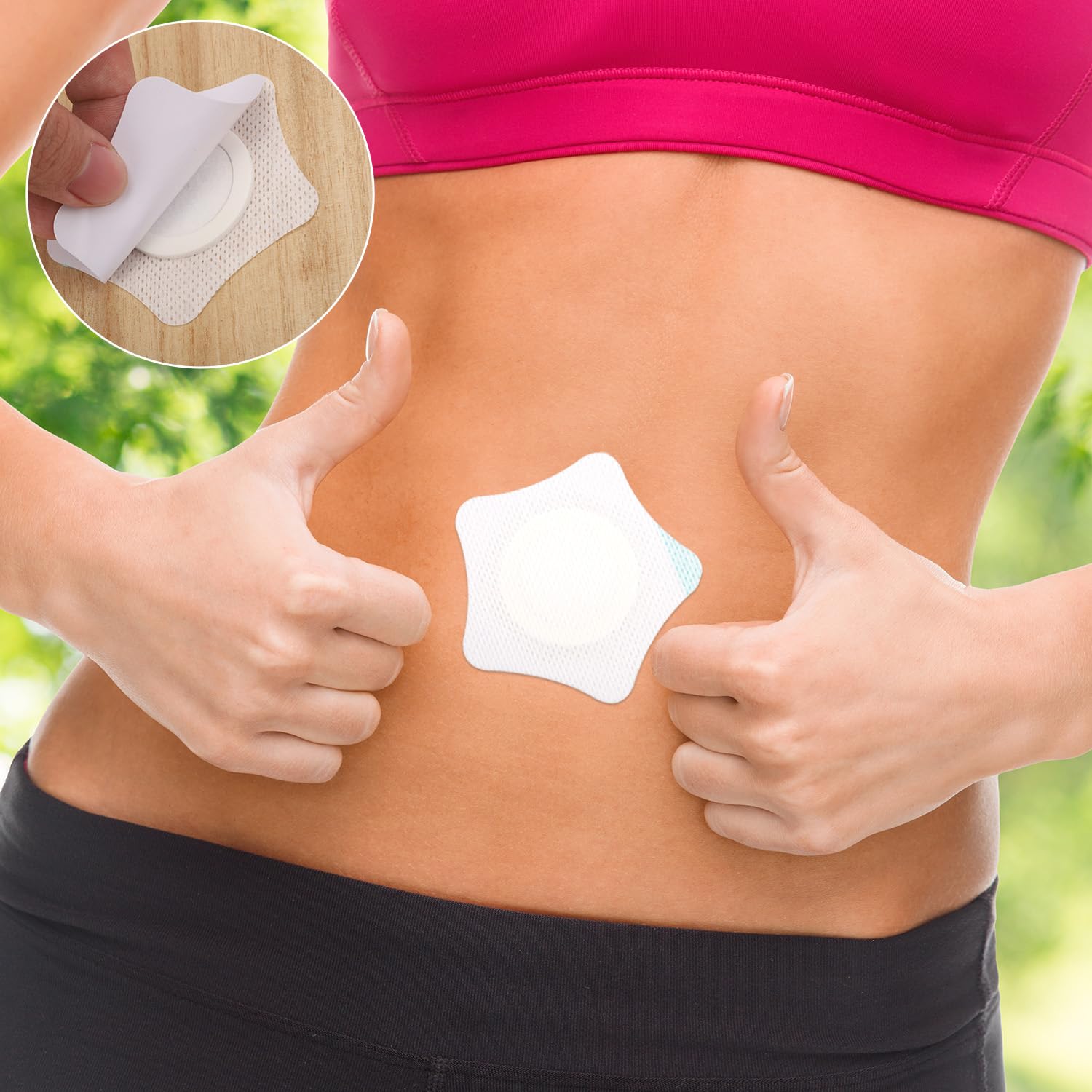 50pcs Castor Oil Pack Wrap for Belly Button, 2.95 Inch Pentagram Self-Adhesive Castor Stickers Pads Highly Absorbent Belly Butto