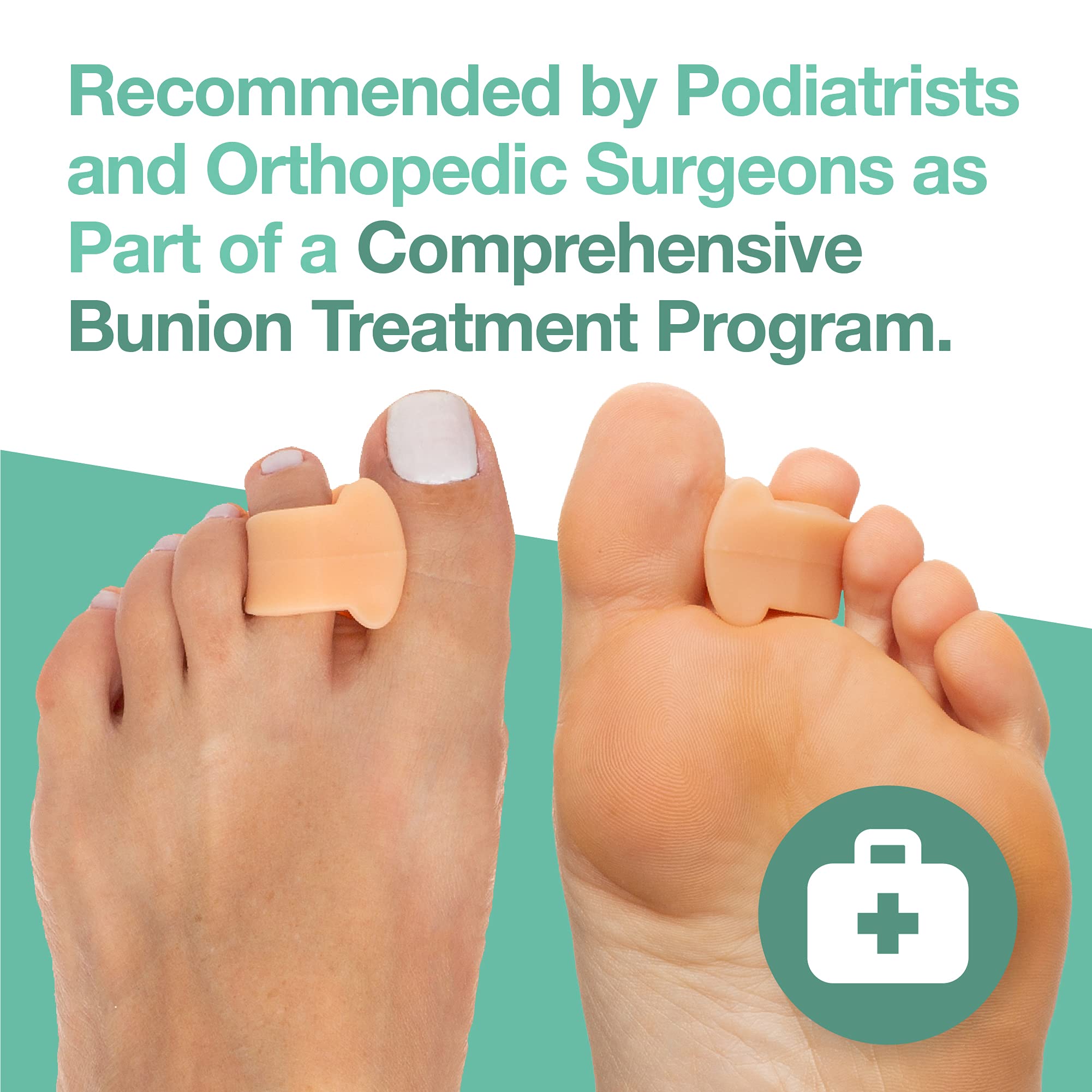 ZenToes Gel Toe Separators for Overlapping Toes, Bunions, Big Toe Alignment, Corrector and Spacer - 4 Pack (Beige)