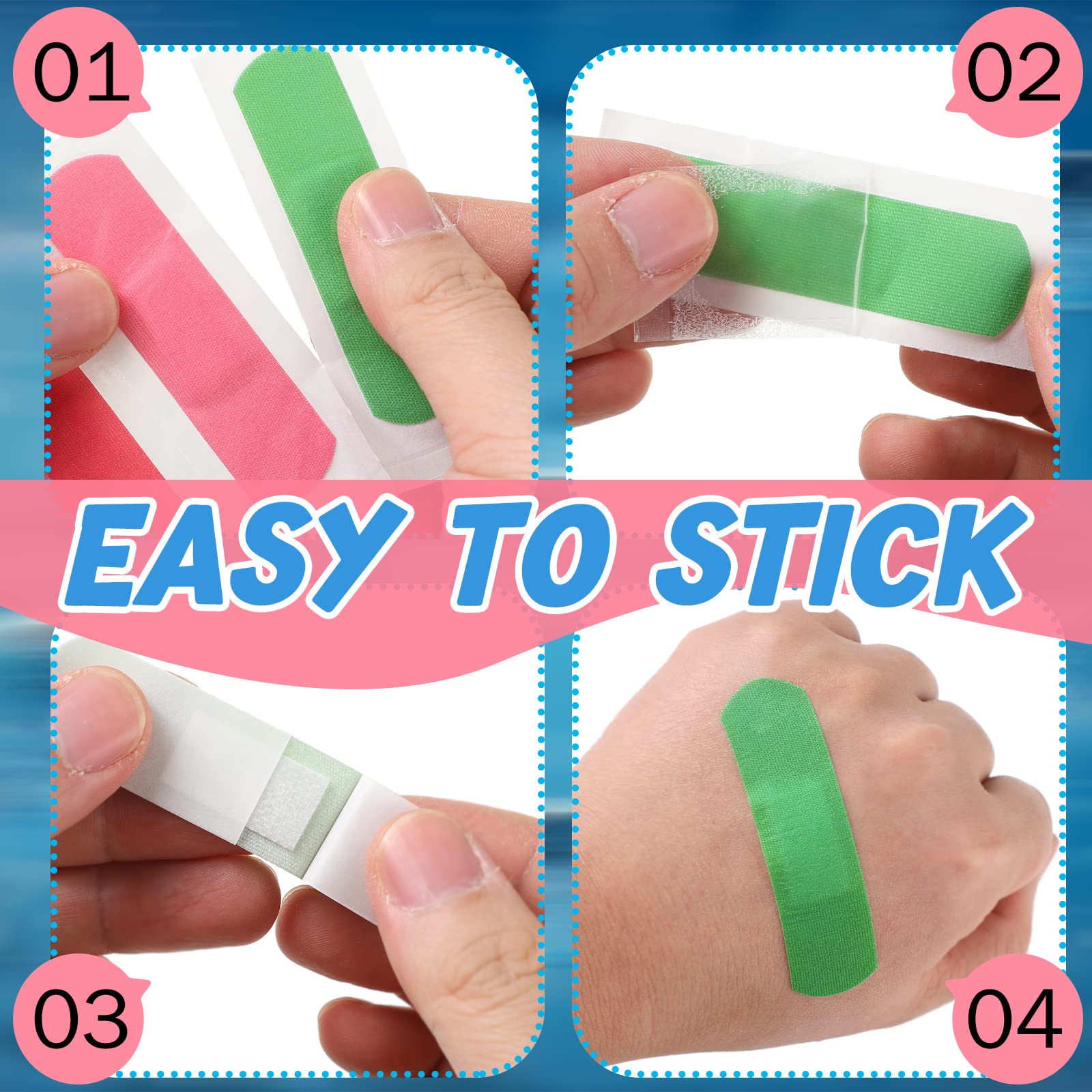 Jetec Flexible Fabric Adhesive Bandages Bulk Colorful Cloth Bandages 10 Colors Flexible Protection & Wound Care Fingertip Slight