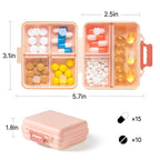 1 Pack Travel Pill Organizer,Portable Daily Pill Box,7 Grid Compartments Weekly Pill Case with Lables,Mini Medicine Organizer Bo