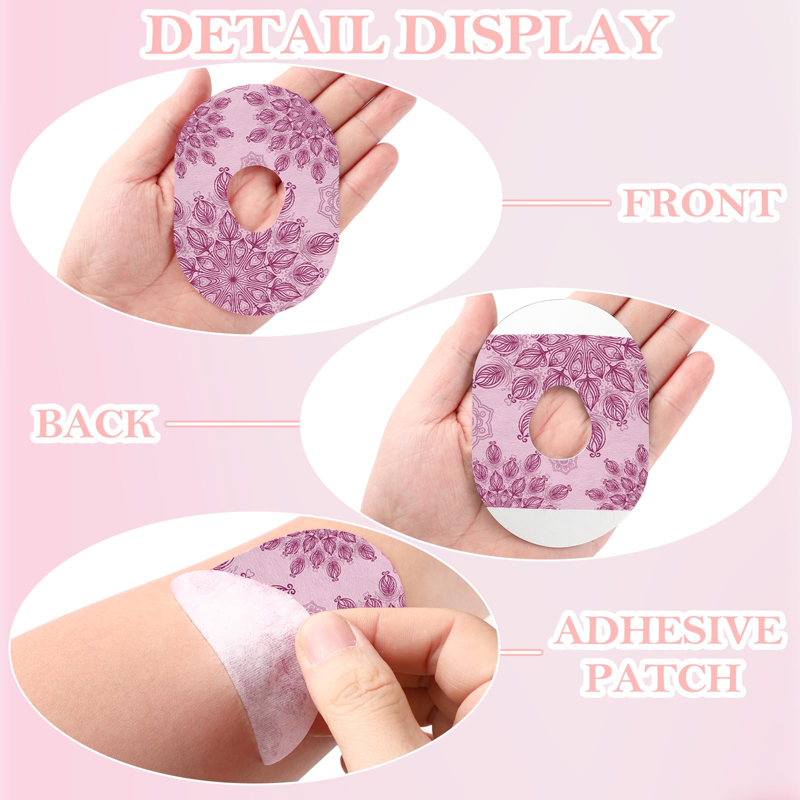 TrelaCo 36 Pcs Adhesive Patches Compatible with G7 Waterproof Overpatches Breathable Colorful Mandala Floral Pre Cut Cover Patch