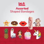 BioSwiss Bandages, Assorted Animal, Fun, and Food Shaped Self Adhesive Bandage, Latex Free Sterile Wound Care, 100 Count