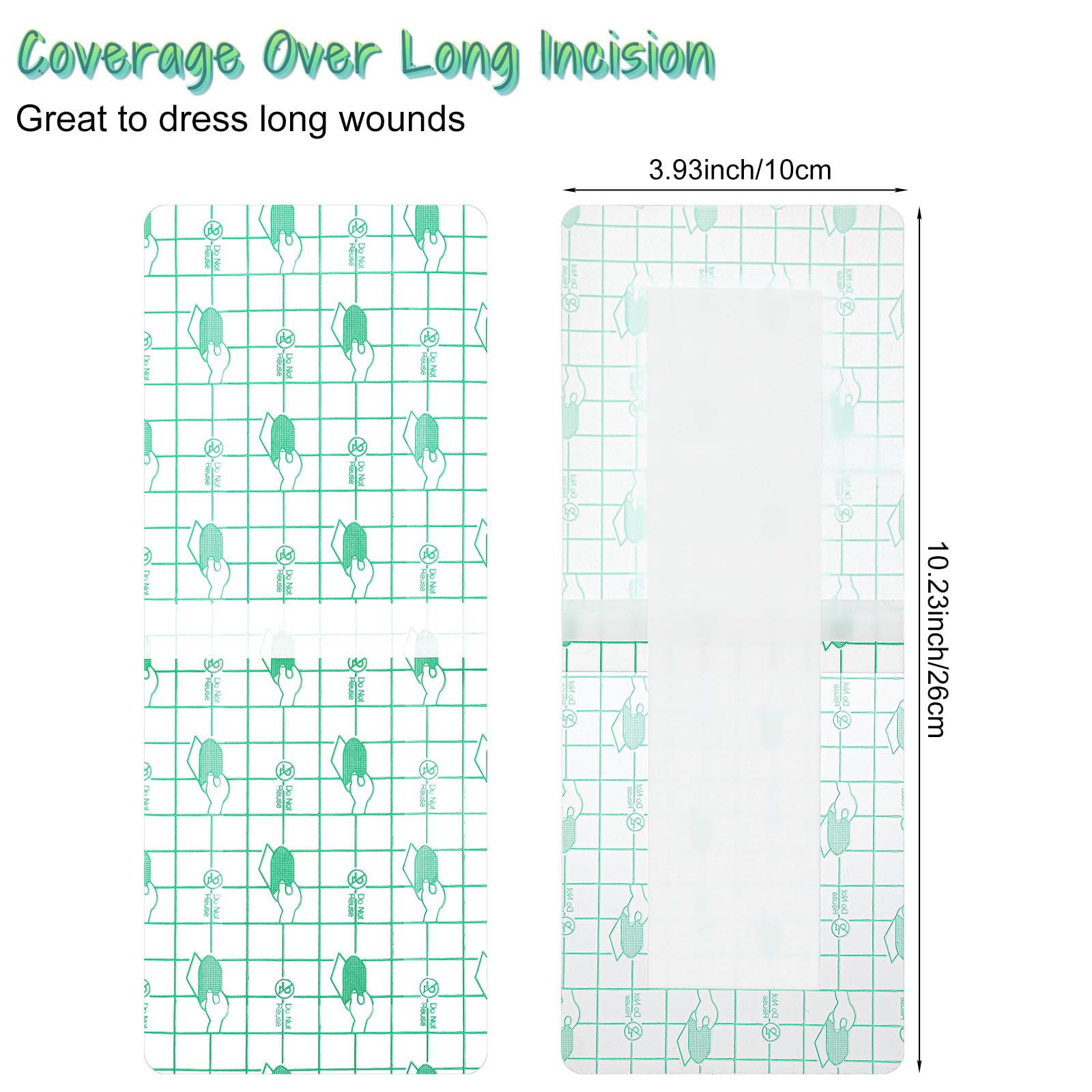 Wanmu 14 Pcs Long Waterproof Bandage, Incision Bandages for Large Wounds, Adheisve Shower Protector Island Dressing Pad Bordered