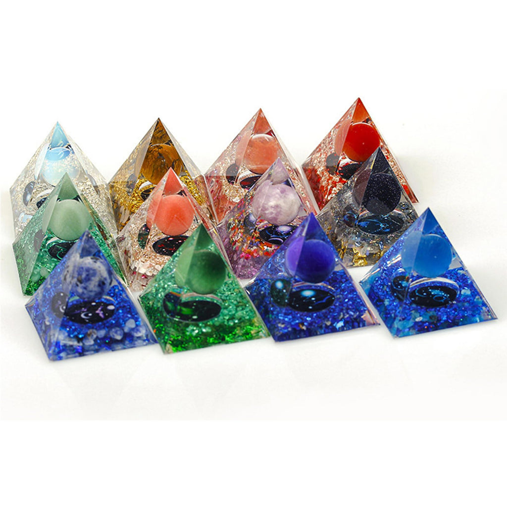 SEVNPRIME Handmade Constellation Crystal Pyramid Unique Positive Energy Orgonite Pyramid Decoration Capricornus Opal Crystal Pyr