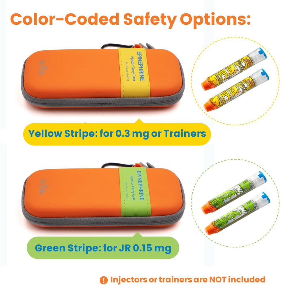 weefla Empty Hard-Shell Carry Case for EpiPen, Ultra Slim Holder for 2 Epi Pen Auto-Injectors, High-Visibility, Splash Resistant
