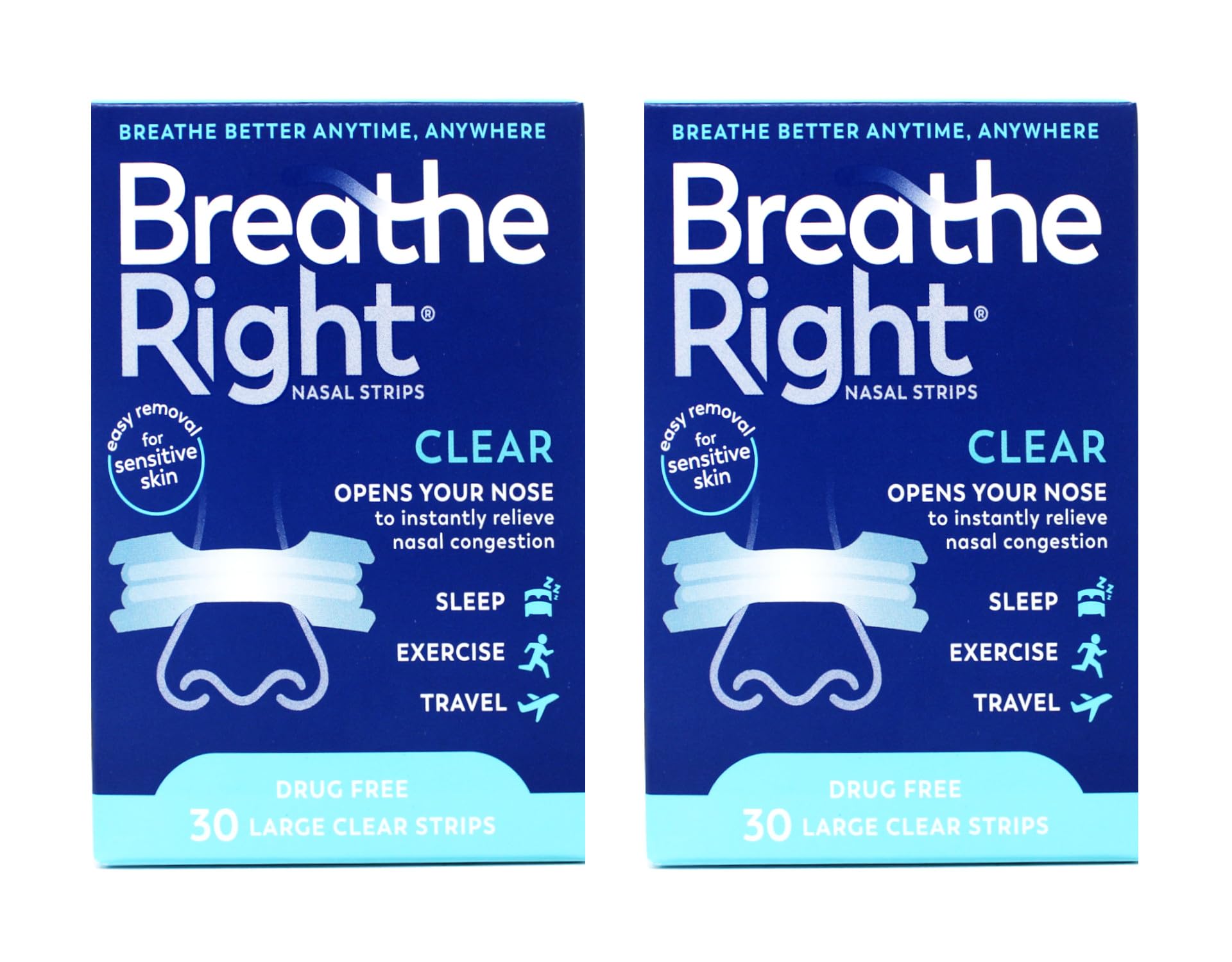 Breathe Right Nasal Strips Clear Large - 30 Strips-2 Count