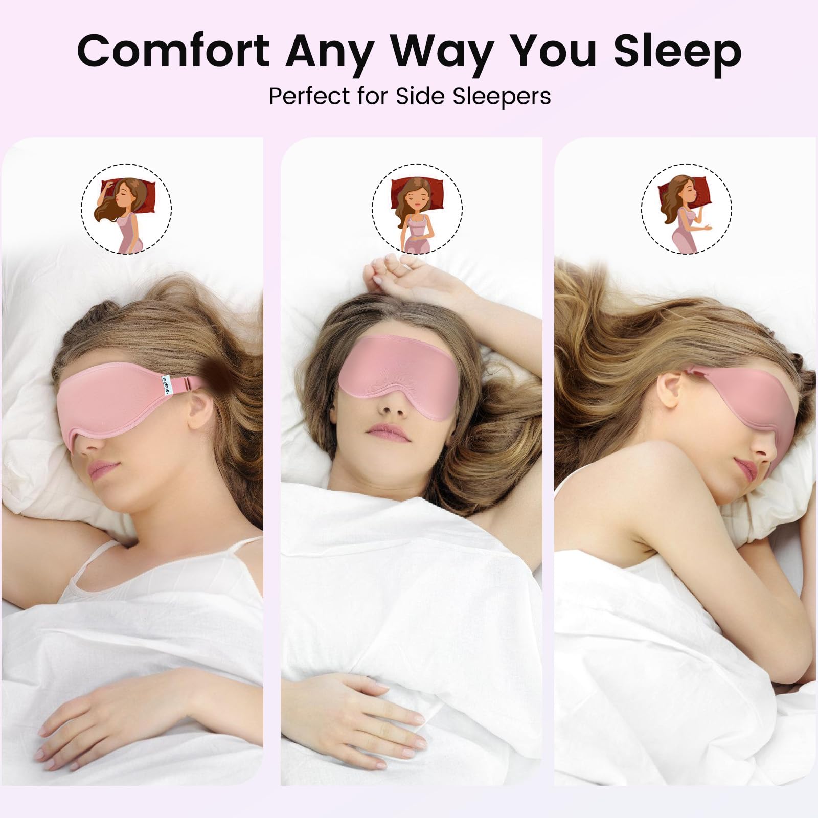 Audree Sleep Mask - Eye Mask for Sleeping light blocking, 3D Contoured Sleeping Mask, Soft Eye Shade Cover for Travel Yoga Nap,