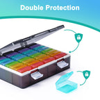 Fullicon Monthly Pill Organizer 1 Time a Day with 32 Compartments, 30 Day Pill Organizer with Labels, Portable Medicine Pill Org