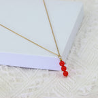 SmileBelle Red Necklace as Valentines Day Necklace for Her, 14K Gold Filled Carnelian Necklace as July Birthstone Crystal Pendan