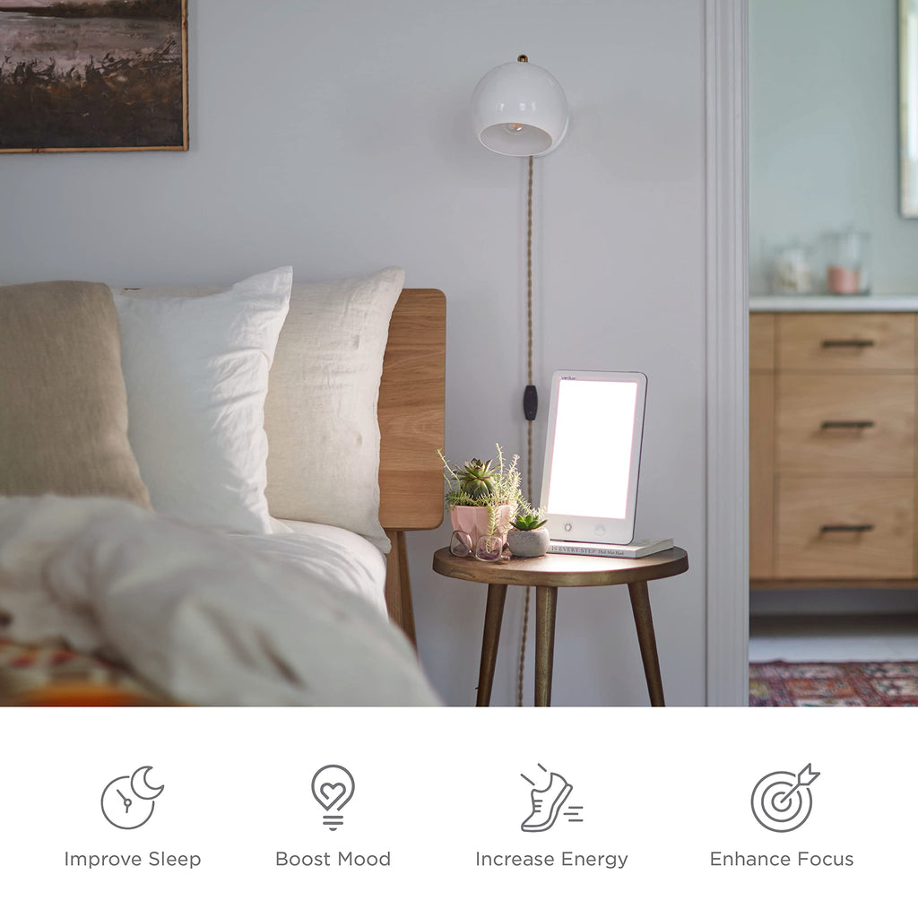 Verilux HappyLight Touch - UV-Free LED Therapy Lamp, Bright White Light with 10,000 Lux, Adjustable Brightness and Color