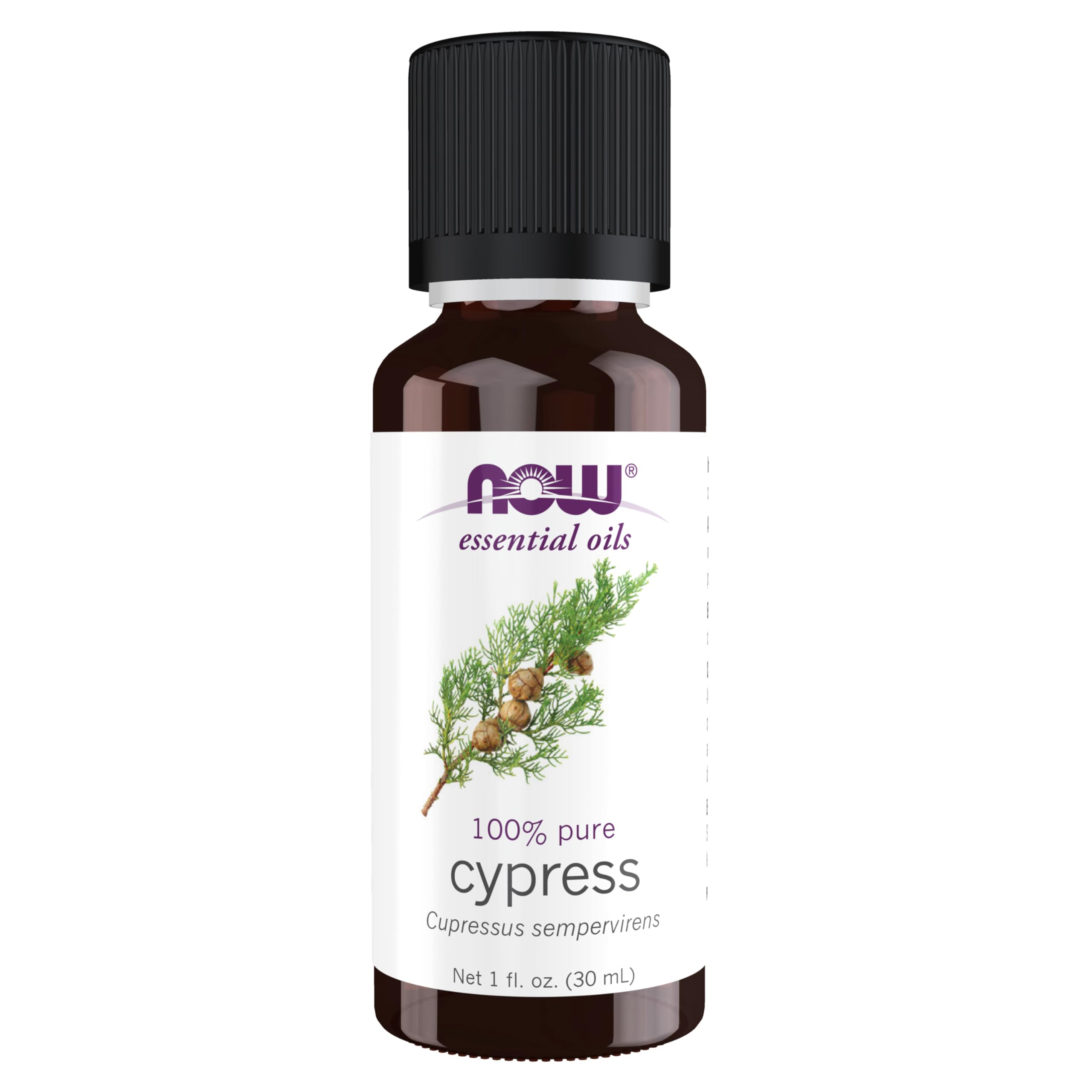 NOW Essential Oils, Cypress Oil, Balancing Aromatherapy Scent, Steam Distilled, 100% Pure, Vegan, Child Resistant Cap, 1-Ounce