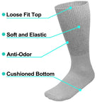 Falari Physicians Approved Diabetic Socks Crew Unisex 3, 6 or 12-Pack (13-15, 6 Pairs Grey)