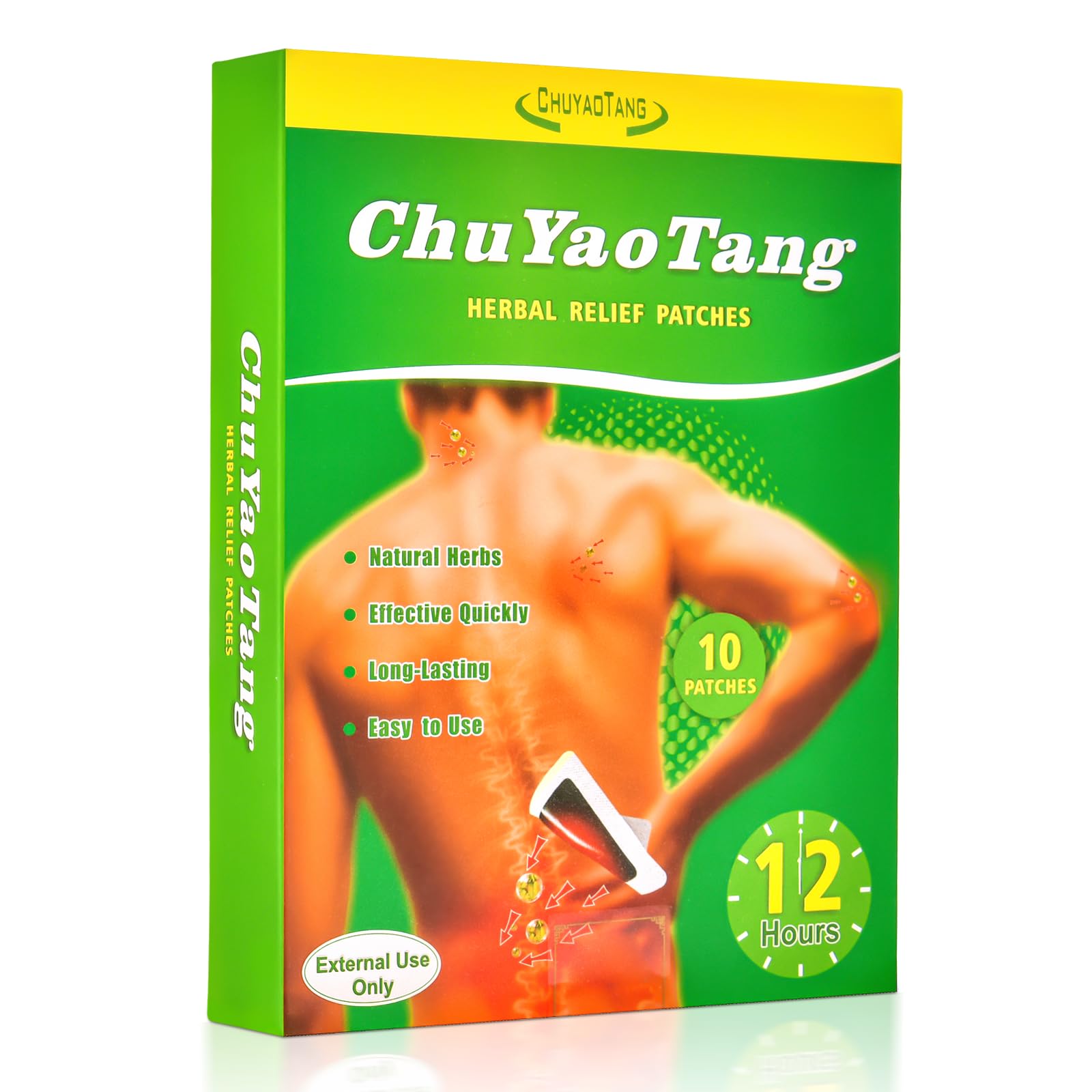 CHUYAOTANG Herbal Relief Patches, Heat Patches for Neck, Shoulder, Knee, Ankle, Natural Herbs Patches, Long Lasting and Effectiv