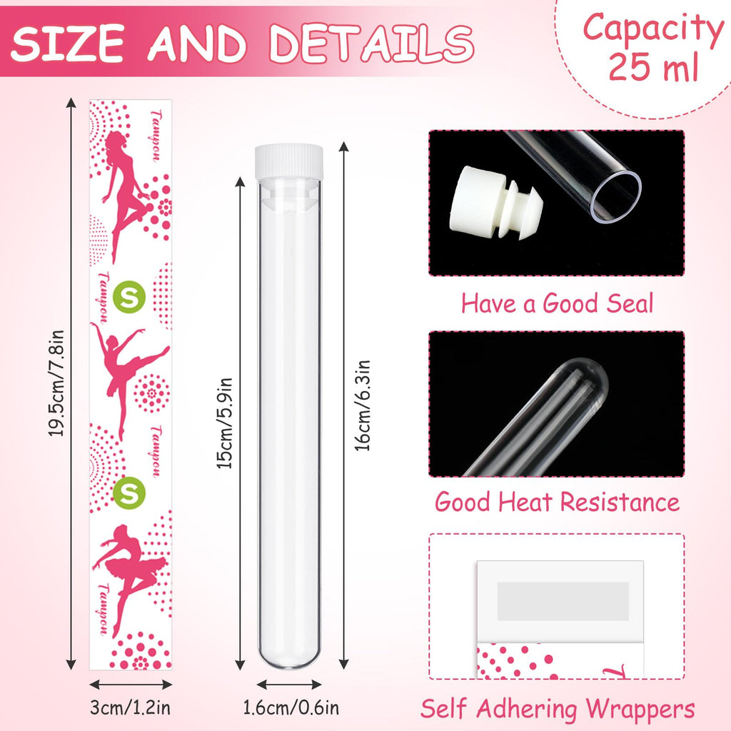 Copkim 38 Pcs Tampon Flask Set Included Tube Flasks Containers for Women Tampon Reusable Wrappers Funnels for Cruise Event(Sport