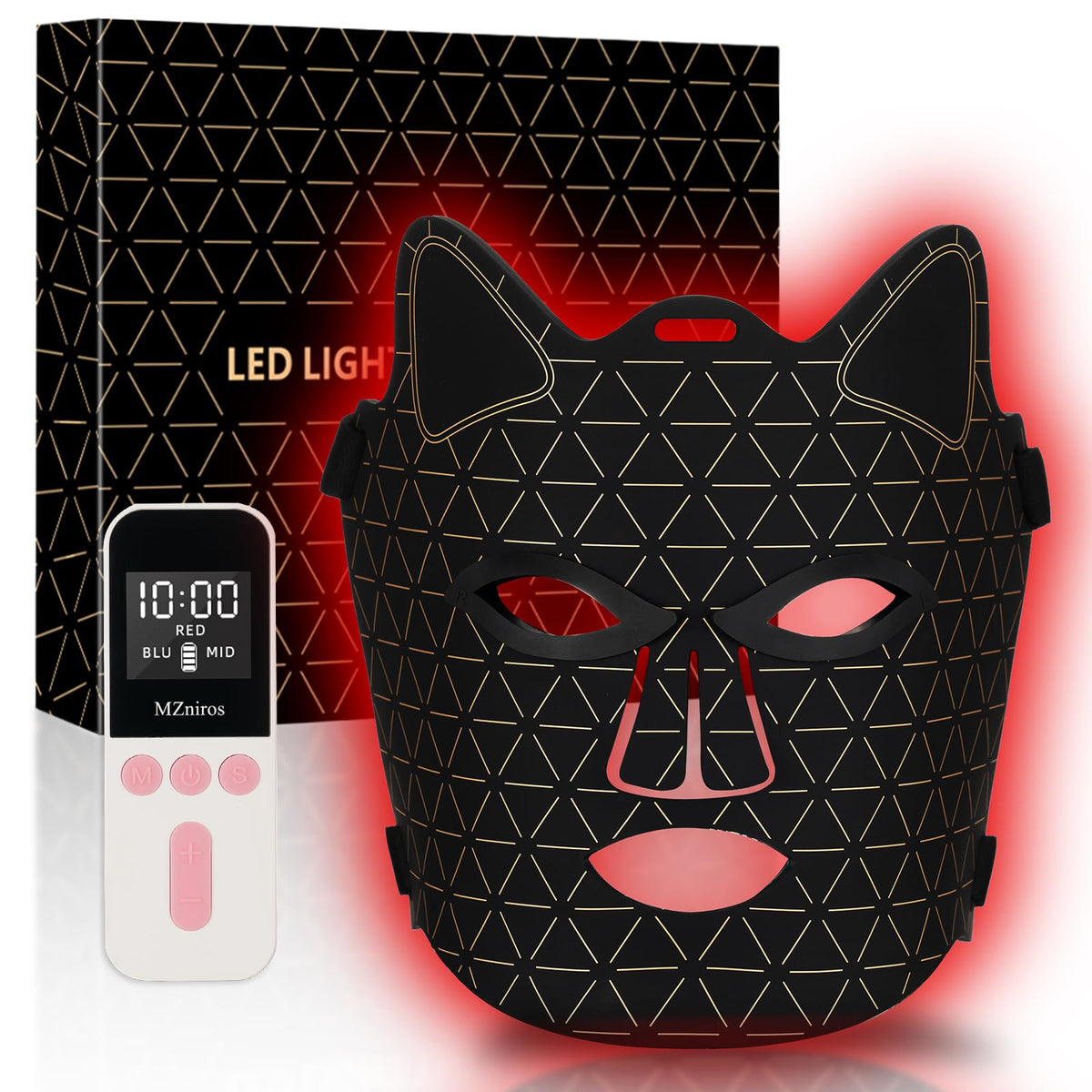 Red Light Therapy Mask for Face with 2600mAh Rechargeable Remote
