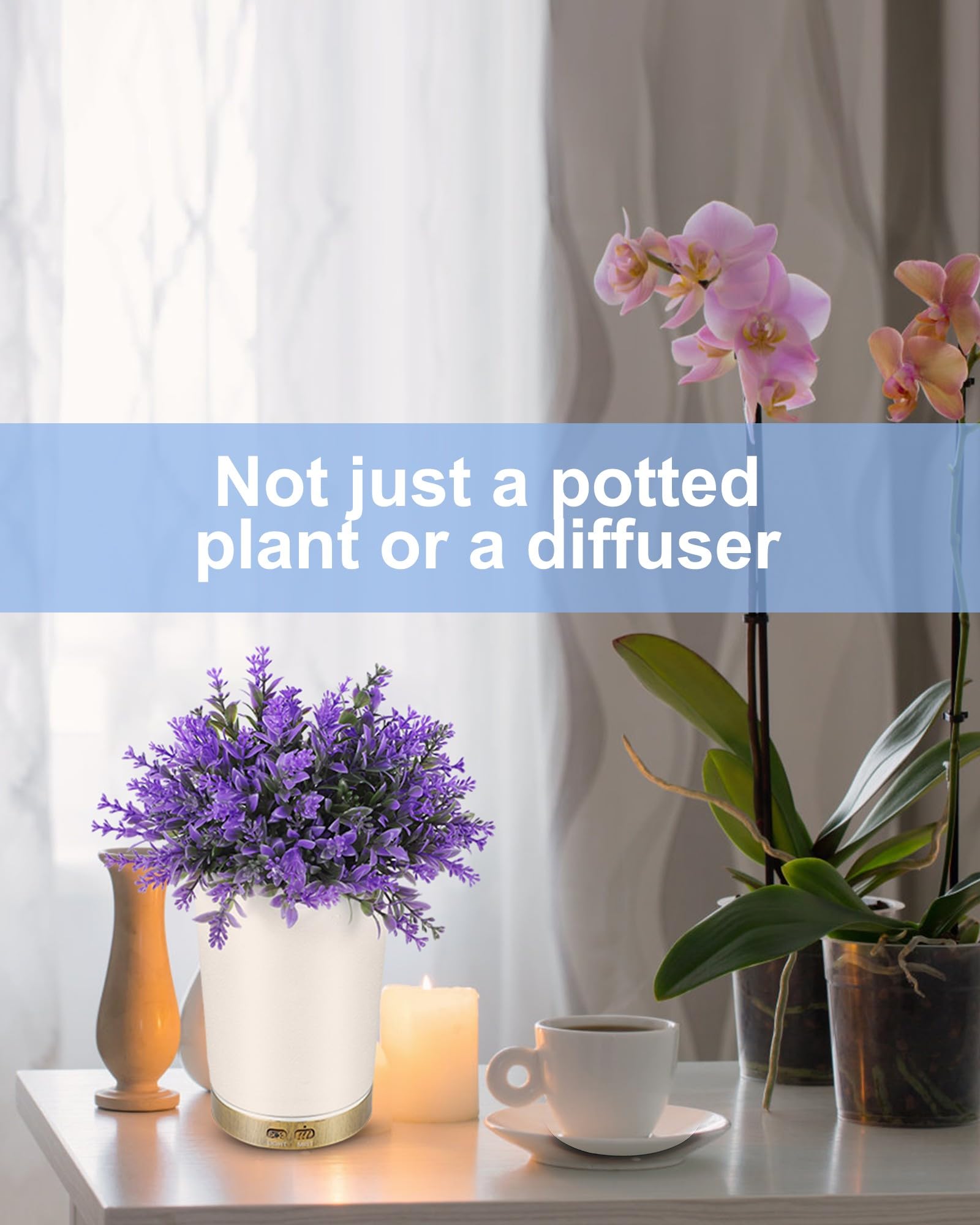 Essential Oil Diffusers- Aromatherapy Diffuser, Lavender Potted Plant Oil Diffuser for Home Bedroom Office, Super Quiet with Wat