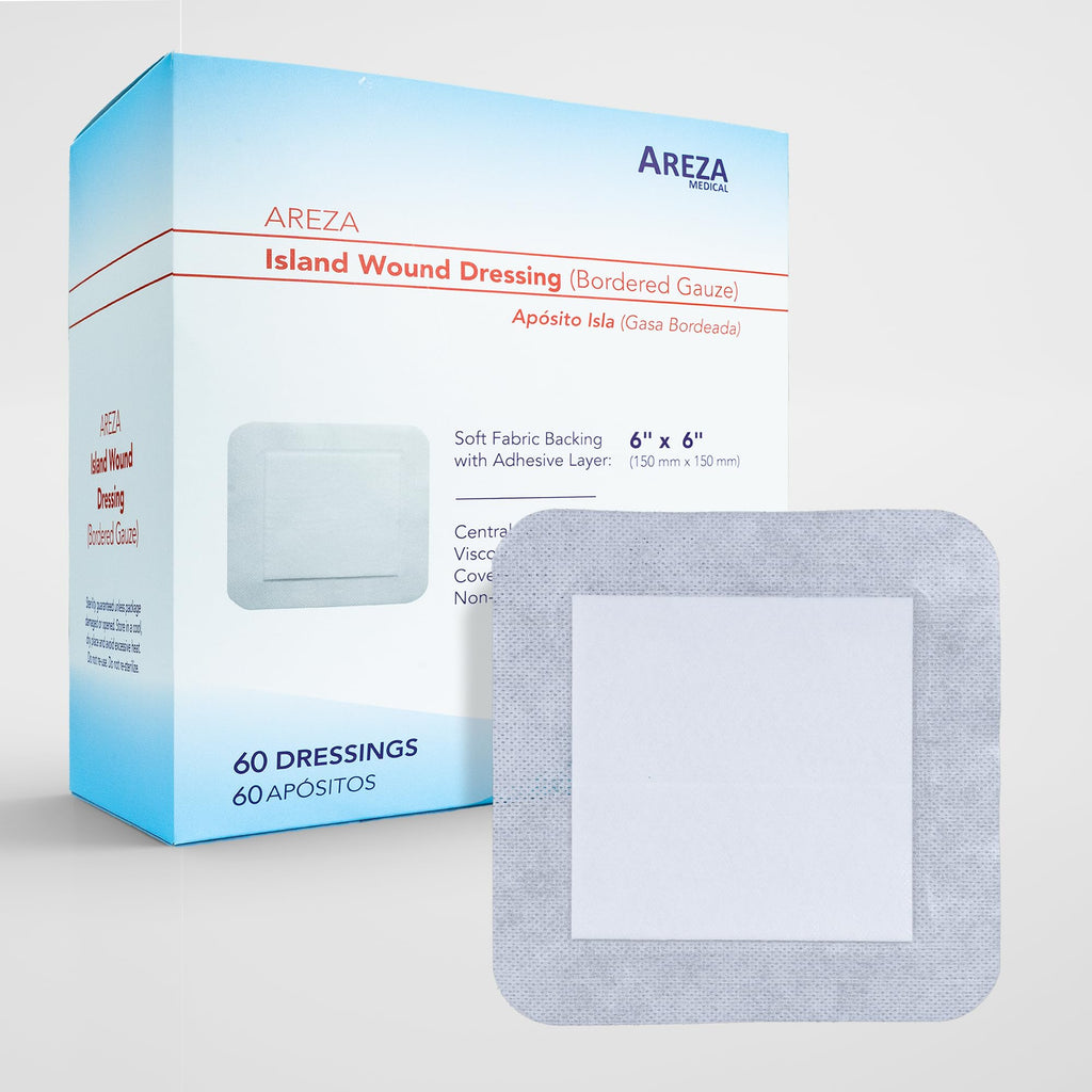 Areza Medical - Bordered Gauze Island Dressing - Wound Dressing - Latex Free - sterile - 6 x 6 - 60 per Box