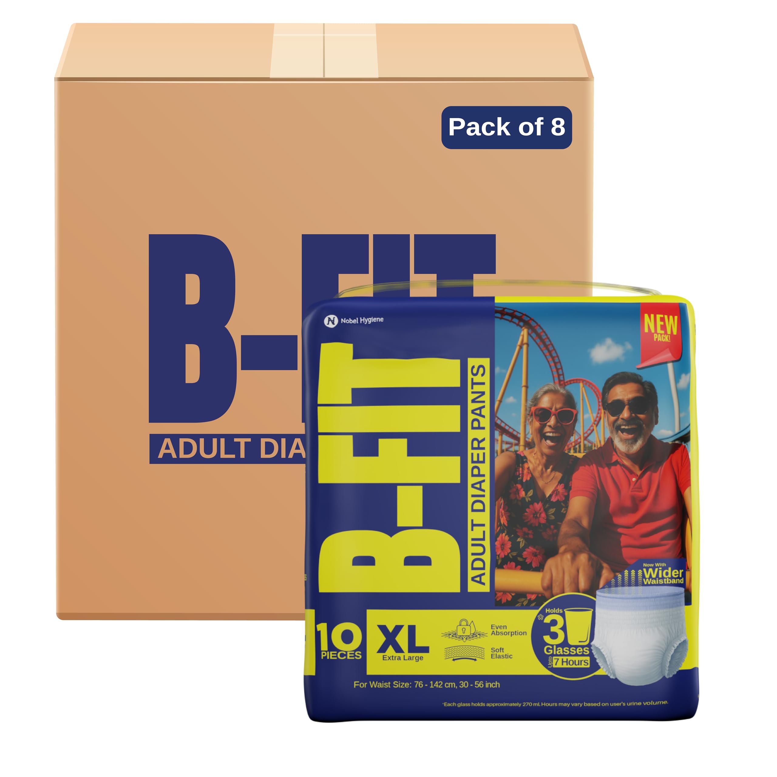 BFit Regular Adult Diaper Xl Size Pants | 80 Count (Extra Large) | Waist 3056 Inch | Unisex | Leakproof | Even Absorption | Lo