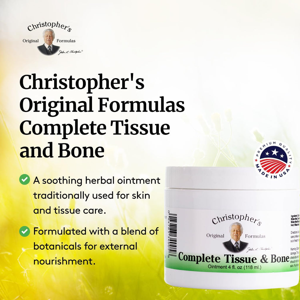 Christophers Original Formulas Complete Tissue & Bone Ointment, Herbal Topical for Muscle & Joint Support, 4 fl oz