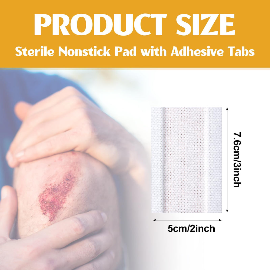 Colingmill 150 Pcs Non-stick Pads with Adhesive Tabs Easy Removal Breathable Gauze Pads 2 x 3 Non-adhesive Wound Dressing Highly